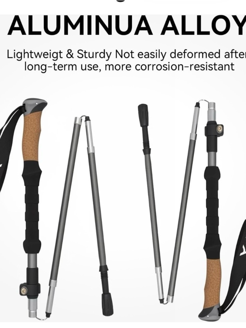 Lightweight Collapsible Trekking Poles - Gray - Picture 4 of 7